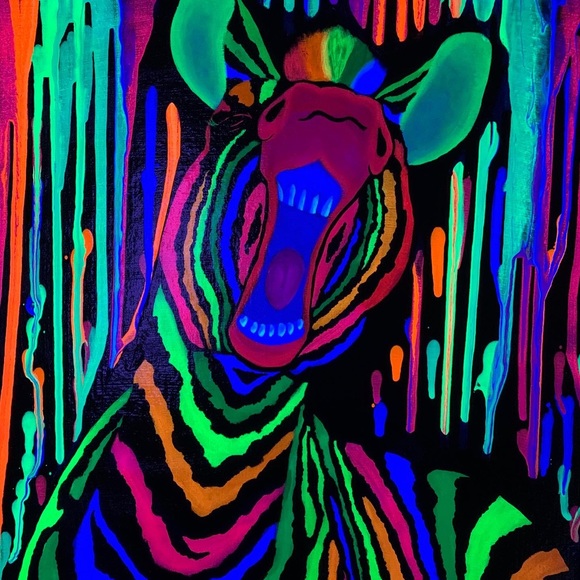 Rainbow zebra blacklight responsive painting SOLD - Picture 2 of 2